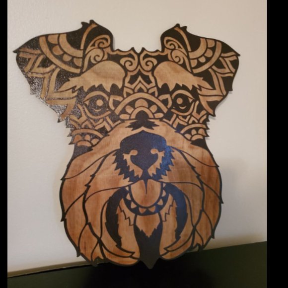 Laser Engraved Schnauzer Head Wooden Wall Decor - Picture 3 of 3